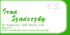 irma szadeczky business card